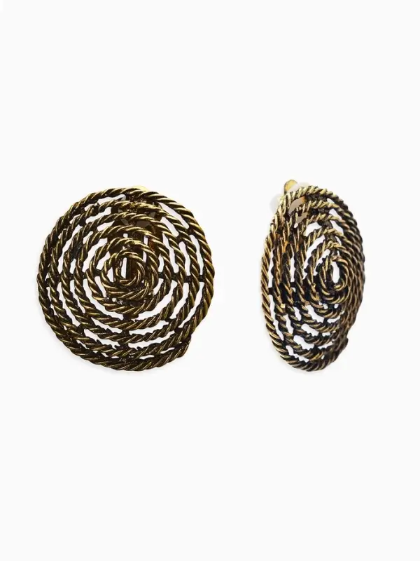 Серьги клипсы для ушей QF &laquo;Гипноз&raquo;, цвет чернёное золото