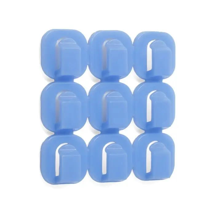 Держатель самоклеящийся для проводов и гирлянд ТУНДРА krep, 15×15×10 мм, синий, 9 шт.