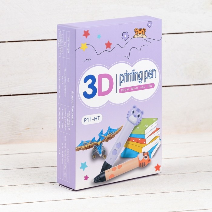 3D ручка Тигрёнок, работа с пластиком PLA, USB кабель питания, оранжевая 3D ручка Тигрёнок, работа с пластиком PLA, USB кабель питания, оранжевая