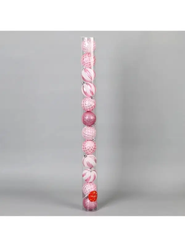 Ёлочные игрушки &laquo;Зефир&raquo;, шары новогодние, d=6 см, набор 12 шт., розовый