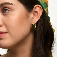Серьги большие &laquo;Стиль. Подкова&raquo;, акрил, зелёные в золоте