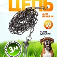 Цепь для привязи собак, 3 м, калибр 3.5&times;26 мм, черная