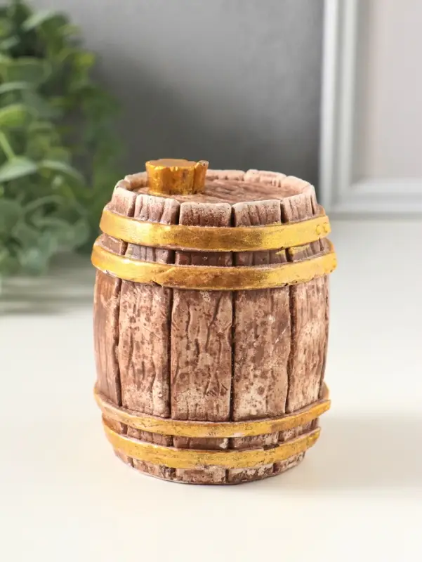 Шкатулка с крышкой для украшений &laquo;Бочка&raquo;, 9&times;7&times;7 см, коричневая