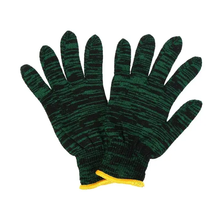 Перчатки рабочие, хб, вязка 10 класс, 4 нити, размер 9, зелёные, &laquo;Двойные&raquo;