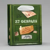 Пакет подарочный ламинированный, упаковка, «23 февраля», почта, S 12 х 15 х 5.5 см