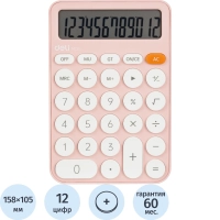 Калькулятор настольный КОМП. Deli EM124, 12-р, батар., 158х105мм, розовый