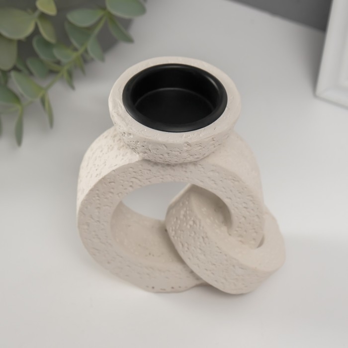 Подсвечник гипс, металл на 1 свечу Подсвечник гипс, металл на 1 свечу "Кольца" d=3,8 см 6х11х11,2 см