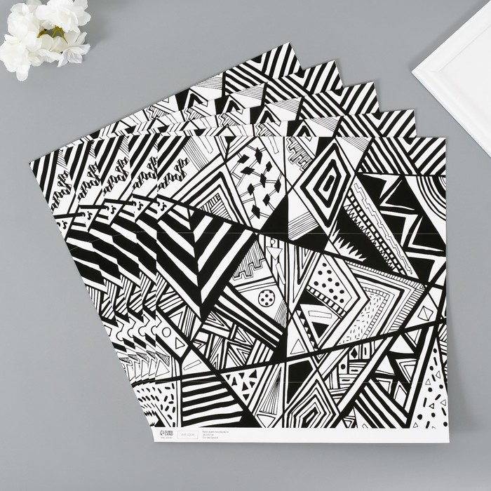 Бумага для скрапбукинга двусторонняя Бумага для скрапбукинга двусторонняя "Стиль" плотность 180 гр набор 5 шт 30,5х32 см