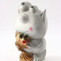Копилка для денег &laquo;Кот с рыбкой&raquo;, гипс, серый, 16&times;14&times;25.5 см, МИКС