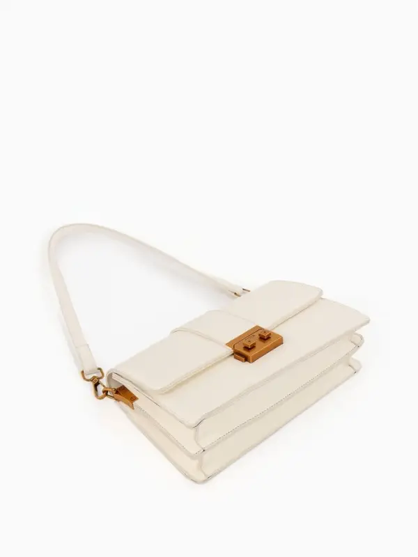 Сумка женская мессенджер TEXTURA на клапане, 26&times;8.5&times;14 см, молочная