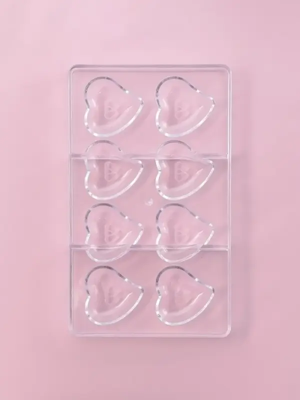 Форма для конфет и шоколада KONFINETTA &laquo;Сердце&raquo;, пластик, 20&times;12&times;2.5 см, 8 ячеек 4&times;4&times;1 см, прозрачная