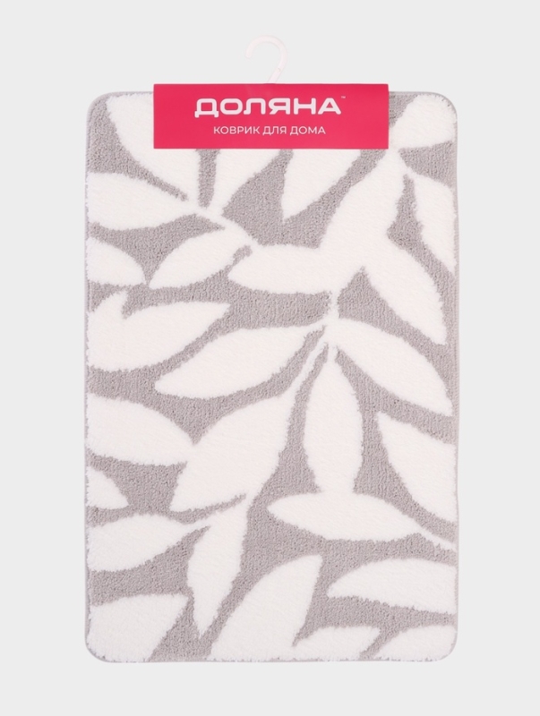 Коврик Доляна Leaves, 50×80 см, ворс 1.5 см, микрофибра, серый Коврик Доляна Leaves, 50×80 см, ворс 1.5 см, микрофибра, серый