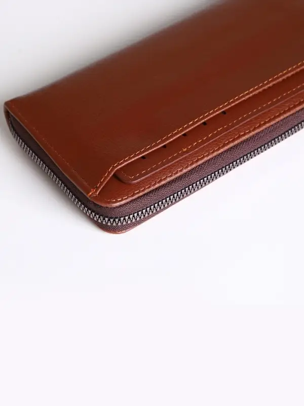 Портмоне-клатч мужской на молнии, с картхолдером, рыжее