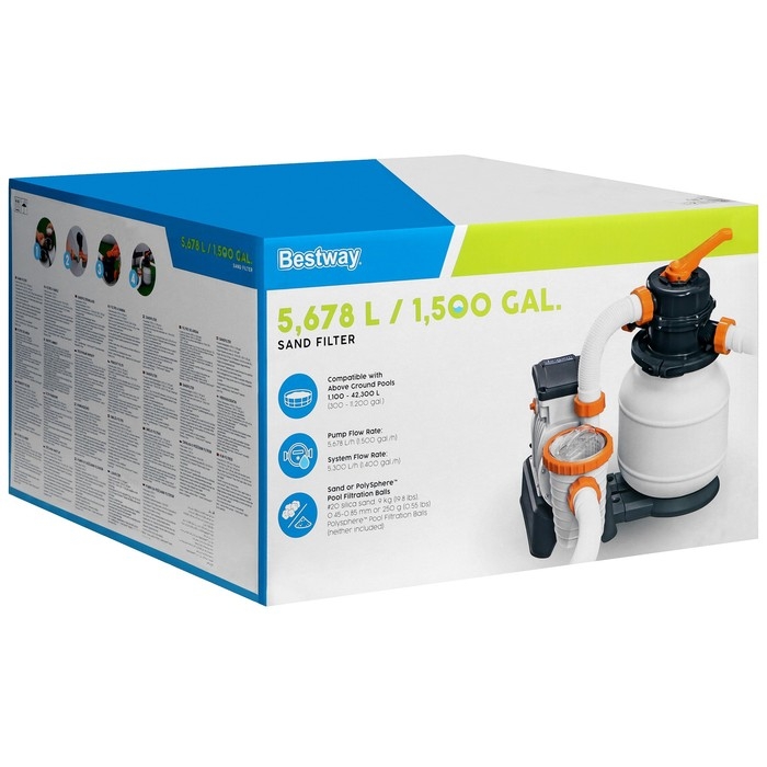 Фильтр-насос для бассейнов песочный, 220-240V, 5678 л/ч, 58497 Bestway Фильтр-насос для бассейнов песочный, 220-240V, 5678 л/ч, 58497 Bestway