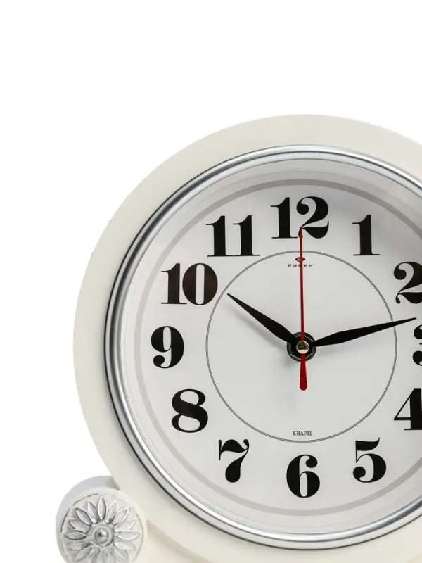 Часы настольные каминные &laquo;Берта&raquo;, бесшумные, d=16.5 см, белые, от батарейки 1&times;АА