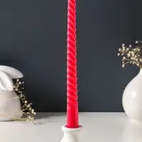 Набор свечей витых 25 см, 3 шт., 57 г, 5 ч, красный