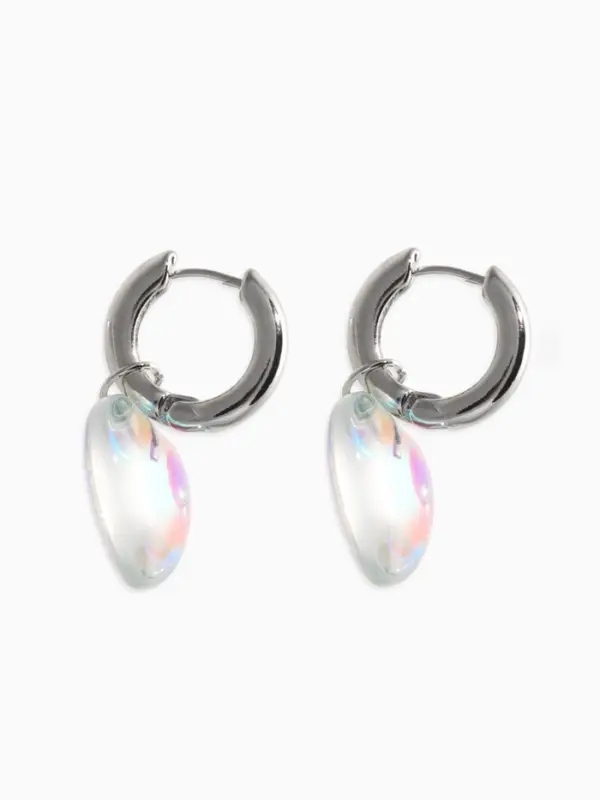 Серьги со съёмным элементом "Сердце", цвет радужный в серебре