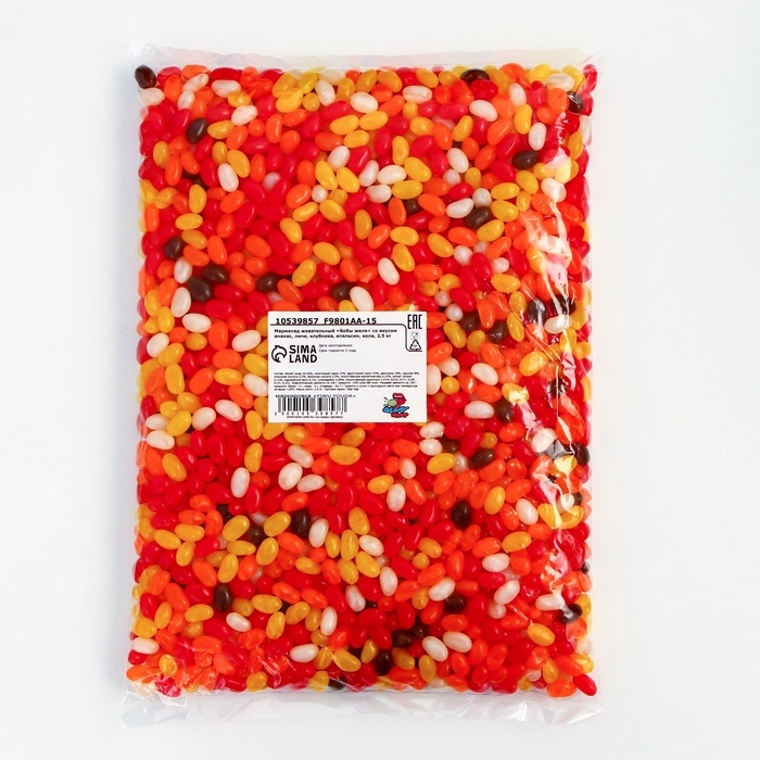 Мармелад жевательный  Мармелад жевательный "Бобы желе" со вкусом ананас, личи, клубника, апельсин, кола, 2,5 кг