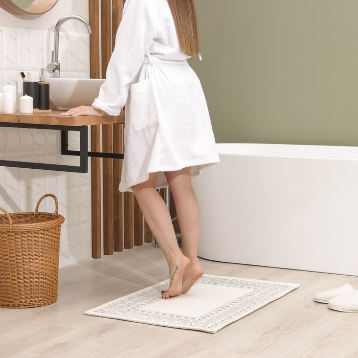 Коврик для ванной SAVANNA «Лия», 60×90 см, цвет бело-коричневый Коврик для ванной SAVANNA «Лия», 60×90 см, цвет бело-коричневый