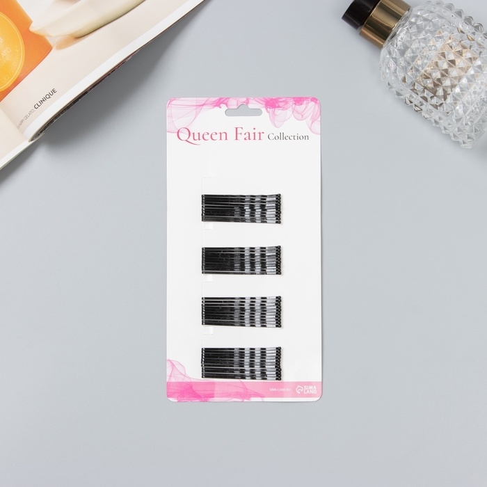 Невидимка для волос  Невидимка для волос "Классика, с зубчиками" (набор 40 шт) 5 см, волна, чёрный