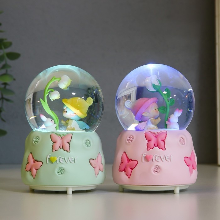 Сувенир полистоун водяной шар свет, музыка Сувенир полистоун водяной шар свет, музыка "Малыш с кроликом" МИКС 8,5х8,5х12,8 см