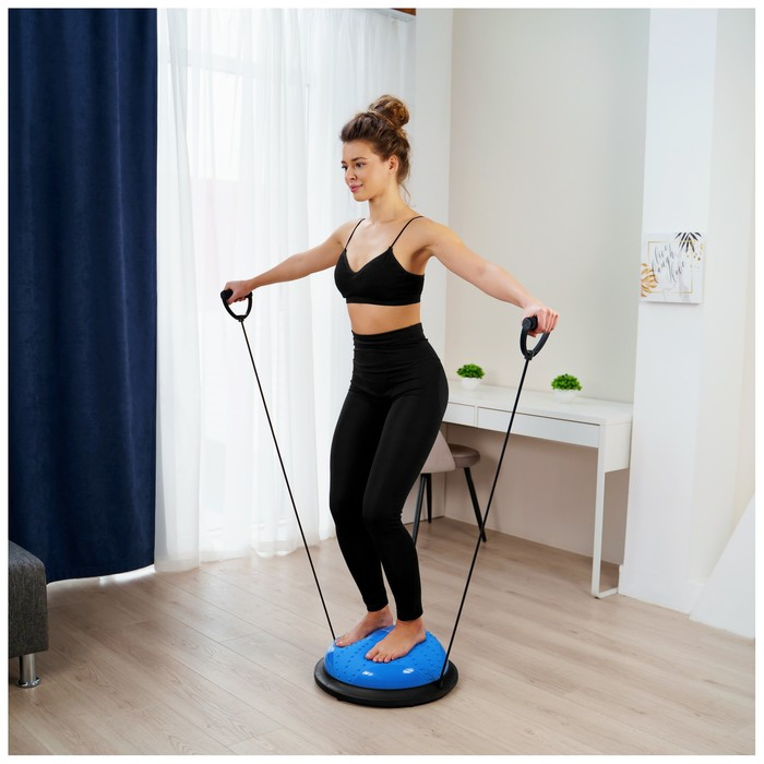 Полусфера BOSU гимнастическая ONLYTOP, массажная, с насосом, 46х20 см, цвет синий Полусфера BOSU гимнастическая ONLYTOP, массажная, с насосом, 46х20 см, цвет синий