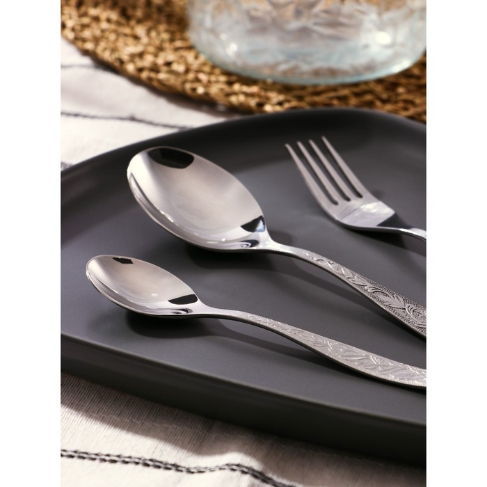 Набор столовый «Уралочка», 18 предметов, толщина 2 мм, картонная коробка, цвет серебряный Набор столовый «Уралочка», 18 предметов, толщина 2 мм, картонная коробка, цвет серебряный