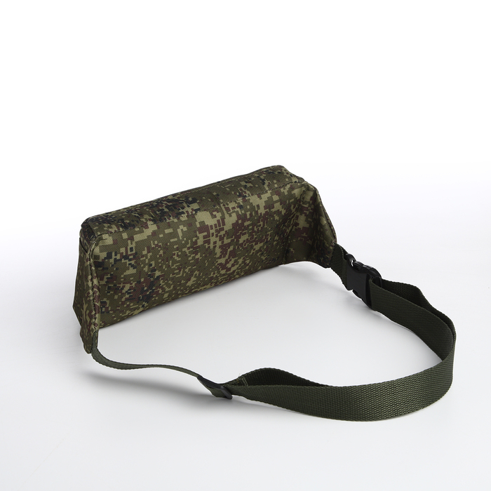 Поясная сумка на молнии, наружный карман, цвет зелёный/камуфляж Поясная сумка на молнии, наружный карман, цвет зелёный/камуфляж