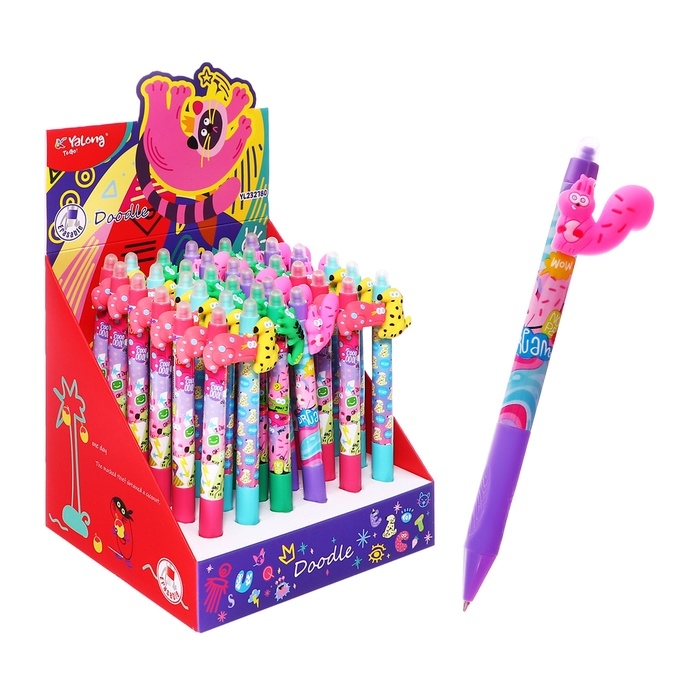 Ручка гелевая СТИРАЕМЫЕ ЧЕРНИЛА, стержень синий, 0.5 мм, автомат, корпус Зверушки МИКС Ручка гелевая СТИРАЕМЫЕ ЧЕРНИЛА, стержень синий, 0.5 мм, автомат, корпус Зверушки МИКС