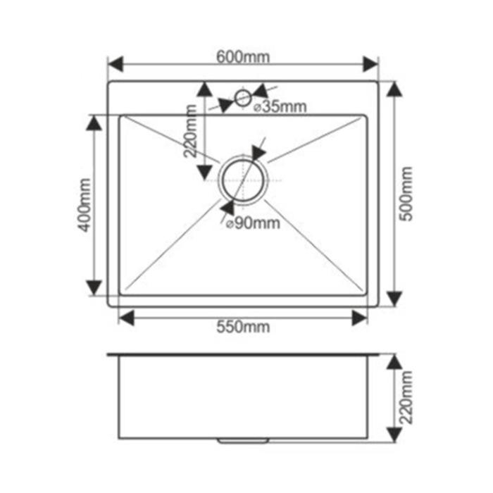 Мойка FABIA PROFI, 60х50 см, графит, врезная, S = 3,0 и 0,8 мм, сифон с переливом + корзина Мойка FABIA PROFI, 60х50 см, графит, врезная, S = 3,0 и 0,8 мм, сифон с переливом + корзина
