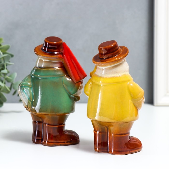 Сувенир керамика Сувенир керамика "Воробушки в плащах - дождливый день" набор 2 шт 16х6,5х10 см