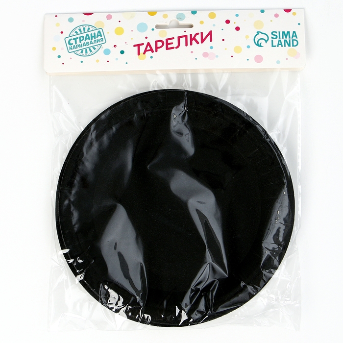 Тарелки бумажные, 6 шт., цвет чёрный Тарелки бумажные, 6 шт., цвет чёрный
