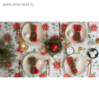 Скатерть "Этель" Christmas red flowers 149х220см с ГМВО, 100% хл