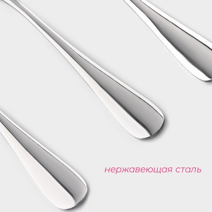 Набор ложек кофейных из нержавеющей стали Доляна, h=12,4 см, толщина 2,2 мм, 410 сталь, 3 шт, цвет серебряный Набор ложек кофейных из нержавеющей стали Доляна, h=12,4 см, толщина 2,2 мм, 410 сталь, 3 шт, цвет серебряный