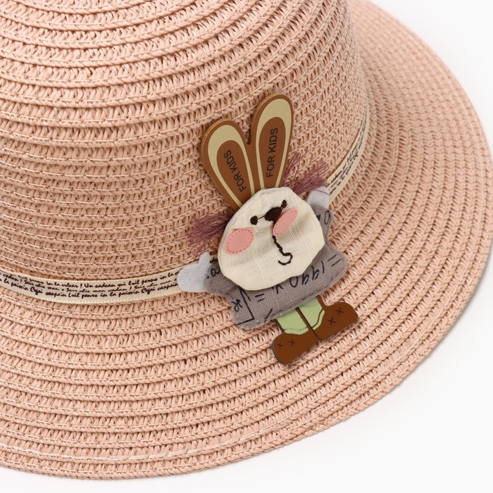 Шляпа для девочки MINAKU Шляпа для девочки MINAKU "Зайка", цвет розовый, р-р 52