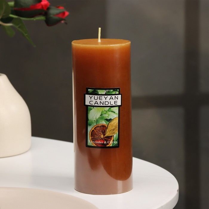 Свеча-цилиндр ароматическая Свеча-цилиндр ароматическая "Лаванда и цитрус", 6х15 см
