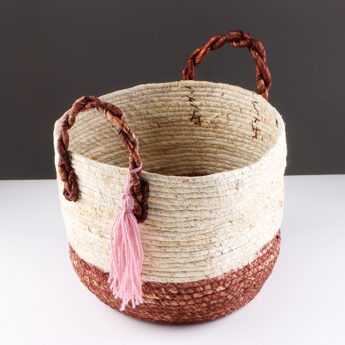 Корзина для хранения Корзина для хранения "Аргентина", с ручками, 30 х 25 х 24,5 см, натуральный, бордовый