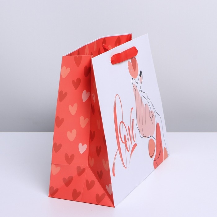 Пакет подарочный ламинированный, упаковка, &laquo;Люблю&raquo;, ML 23 х 27 х 11,5 см