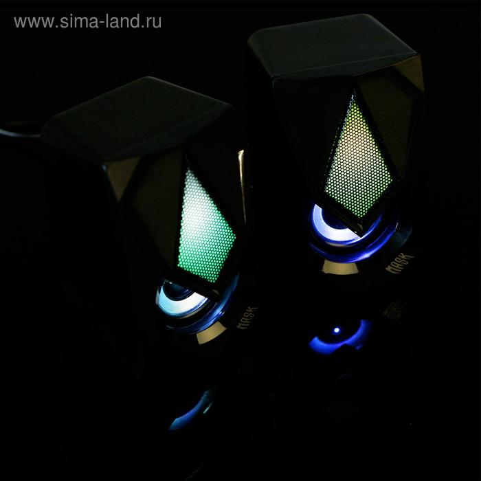 Компьютерные колонки 2.0 Qumo Mask AS004, 2х5 Вт, USB, RGB подсветка, чёрные Компьютерные колонки 2.0 Qumo Mask AS004, 2х5 Вт, USB, RGB подсветка, чёрные