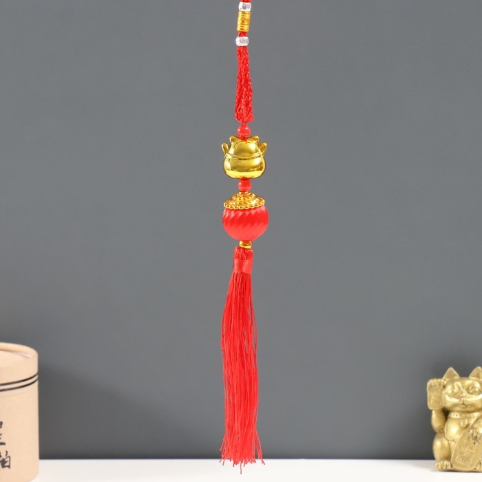 Подвеска пластик, текстиль Подвеска пластик, текстиль "Кот Манэки-нэко с фонариком" 2,8х2,8х28 см