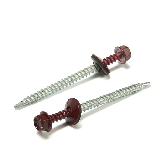 Саморезы кровельные 4,8х70 мм, RAL3005 цвет бордовый, 100 шт Саморезы кровельные 4,8х70 мм, RAL3005 цвет бордовый, 100 шт