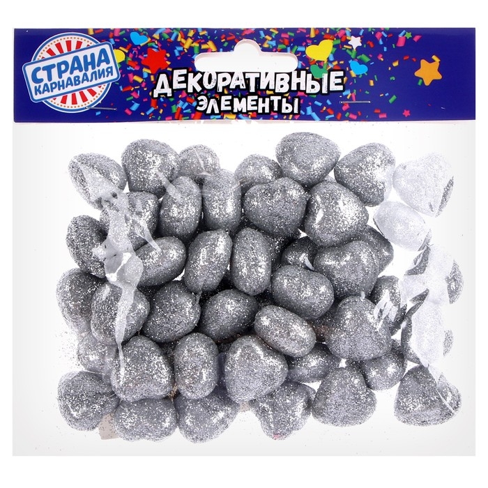 Фигурка для поделок и декора Фигурка для поделок и декора "Сердце", набор 50 шт., размер 1 шт. 1,5×1,5×0,5 см, цвет серебро