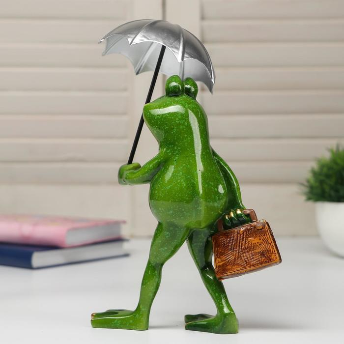Сувенир полистоун лак Сувенир полистоун лак "Лягуха под зонтом" 21,5х9,5х16 см