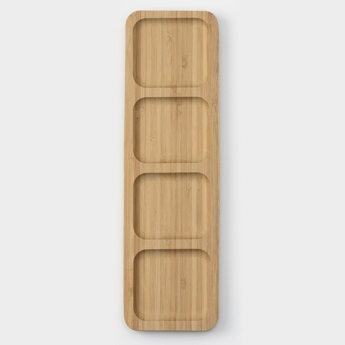 Менажница Striata, 4 секции, 33×9,5 см, цвет бежевый