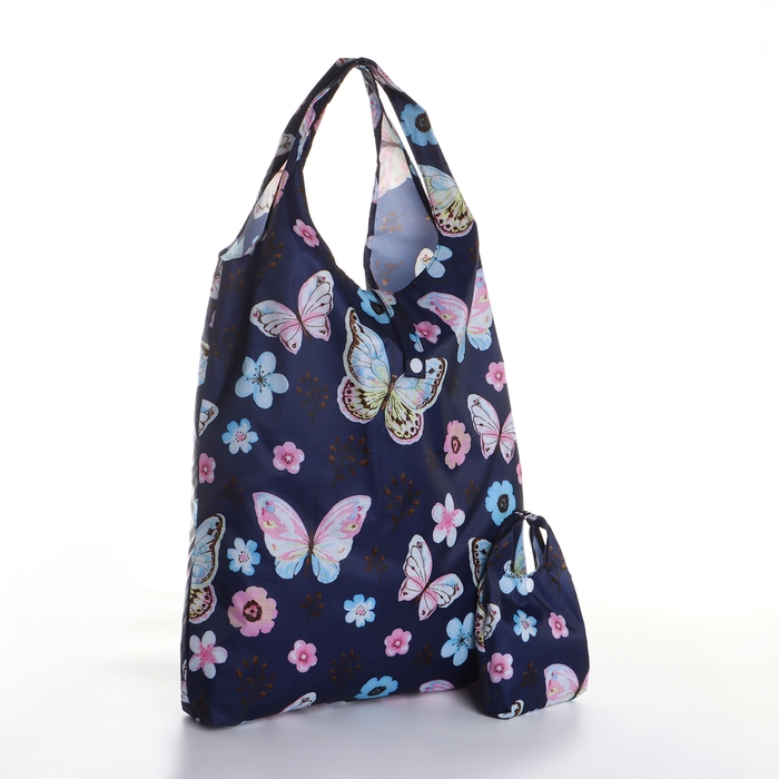 Сумка хозяйственная на кнопке, складная, цвет синий Сумка хозяйственная на кнопке, складная, цвет синий