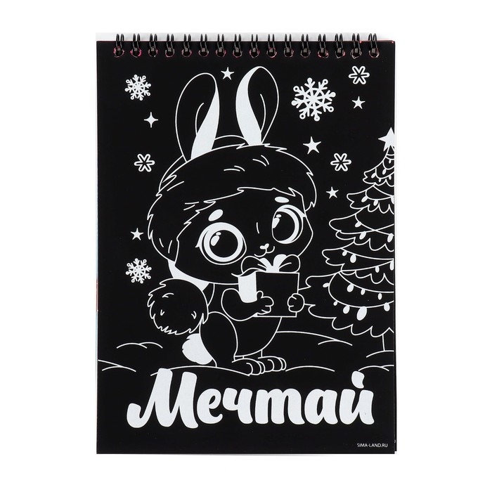 Блокнот гравюра - раскраска на новый год «Поверь в мечту», 10 листов Блокнот гравюра - раскраска на новый год «Поверь в мечту», 10 листов