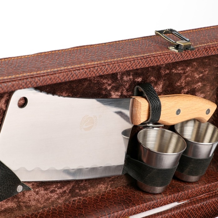 Набор с шампурами подарочный  Набор с шампурами подарочный "Элит-М" в коробке из эко-кожи №11