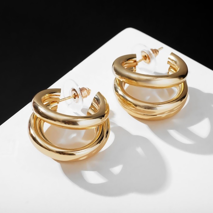 Серьги-кольца «Тринити» d=2, цвет золото Серьги-кольца «Тринити» d=2, цвет золото