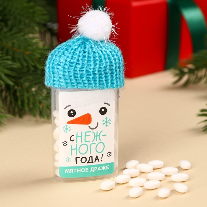 Новый год! Драже конфеты в банке , с витамином С «Снежного года», мята, 18 г. Новый год! Драже конфеты в банке , с витамином С «Снежного года», мята, 18 г.