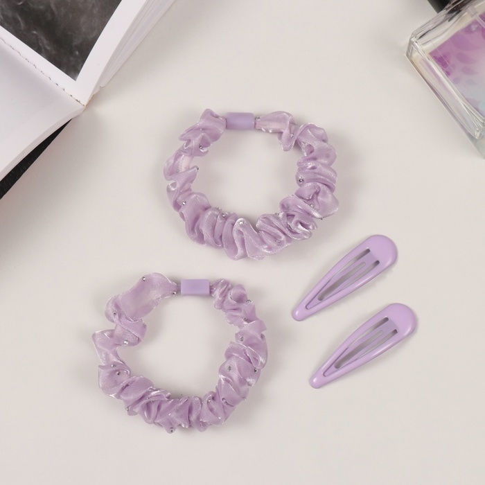 Набор для волос Набор для волос "Глория блеск" (2 резинки 5,5 см, 2 невидимки 5 см) сиреневый